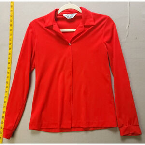 Blair Red Sweater Top Long-Sleeve Buttoned Collared